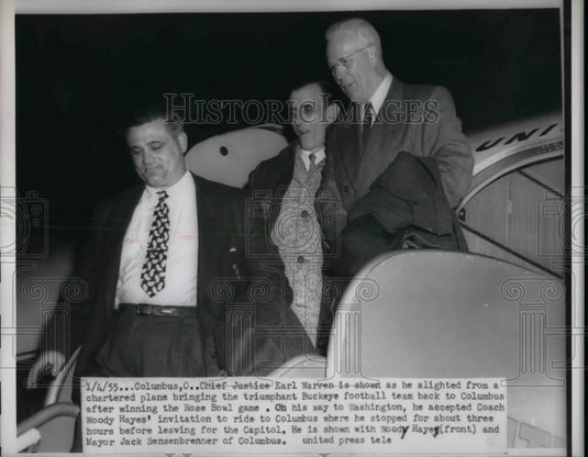 1955 Chief Justice Earl Warrenm and Columbus' Coach Woody Hayes - Historic Images