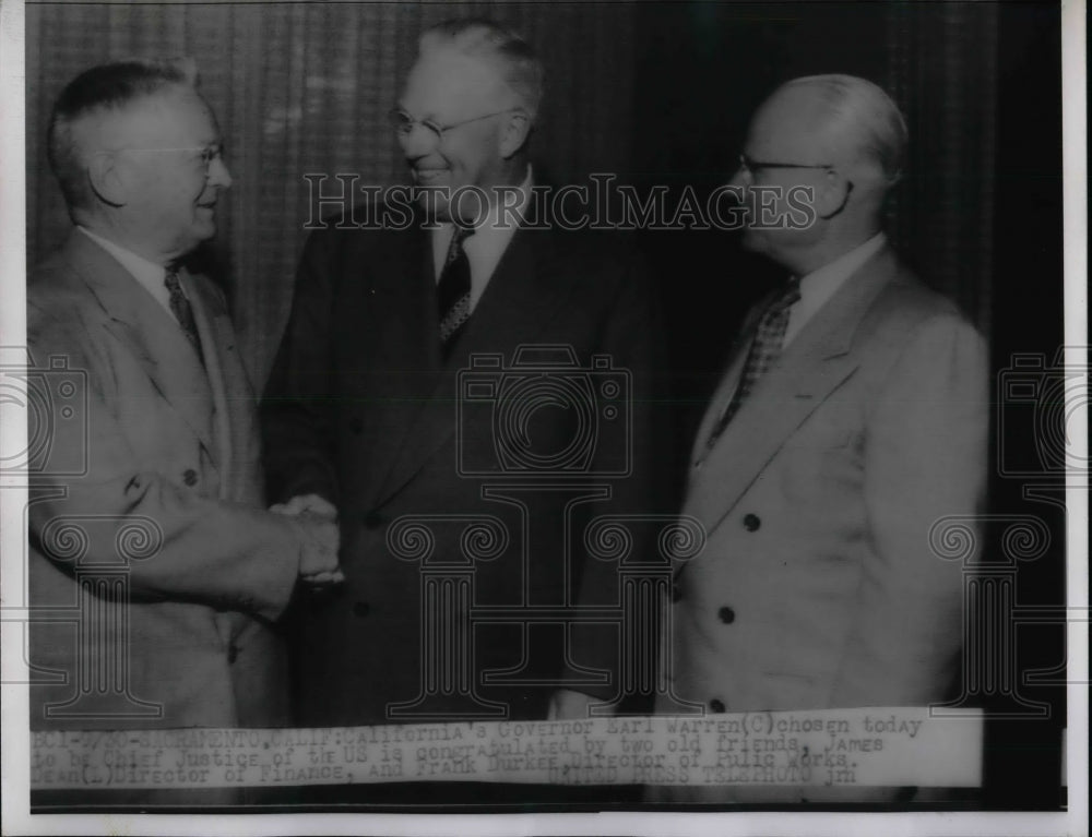 1953 Press Photo California's Governor Earl Warren and James Grant - nea58529 - Historic Images