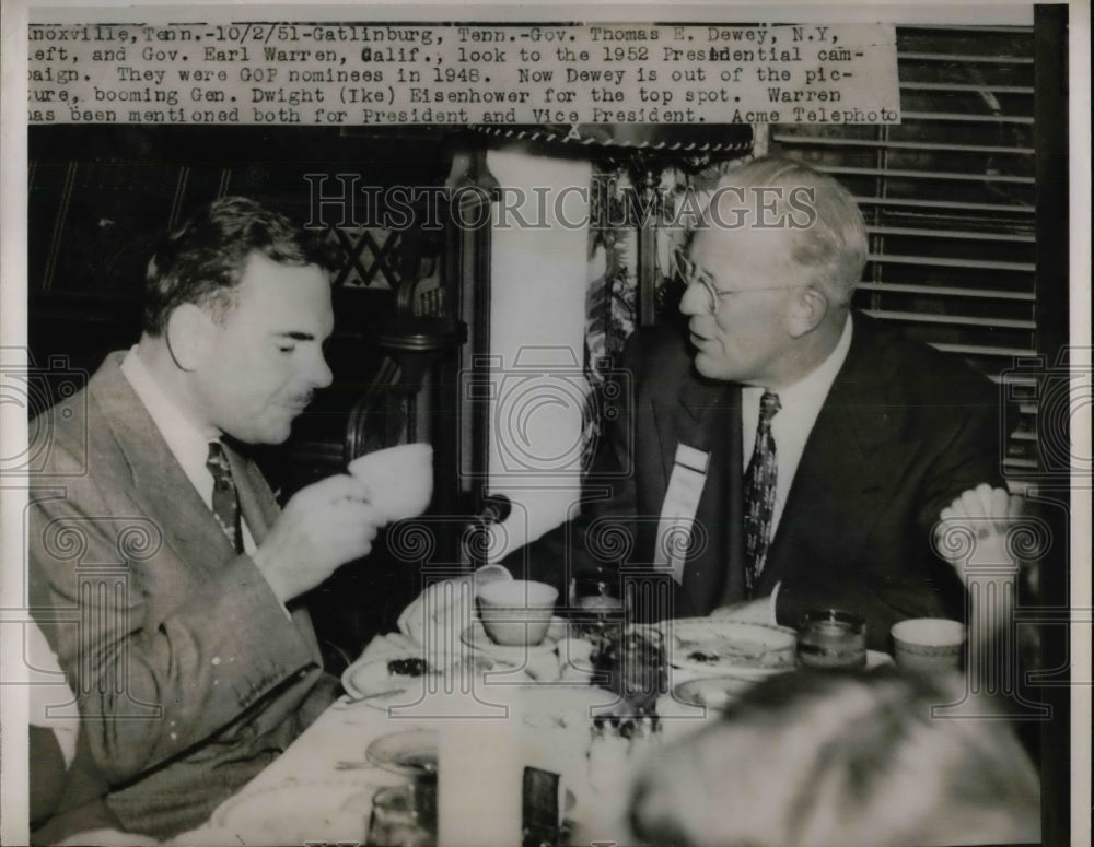 1951 Gov. Thomas Dewey and Gov. Earl Warren visit Gatlinburg and - Historic Images
