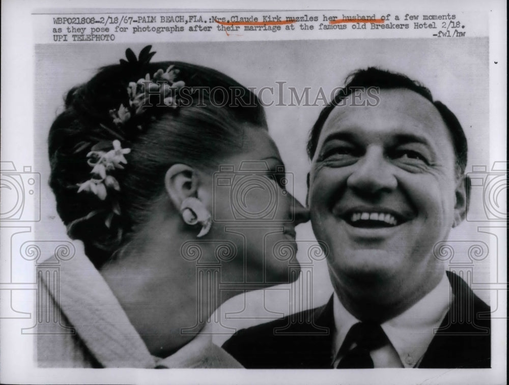 1967 Mrs Claude Kirk & Husband at Breakers Hotel  - Historic Images