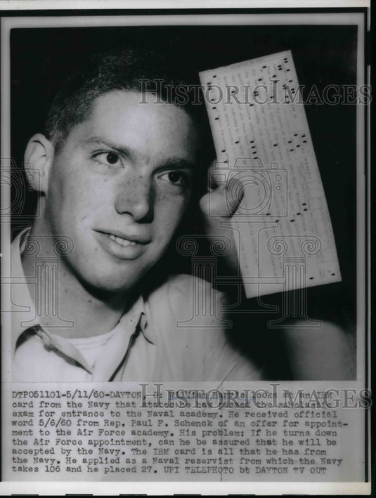 1960 William Harris passed the scholastic exam, Naval Academy - Historic Images