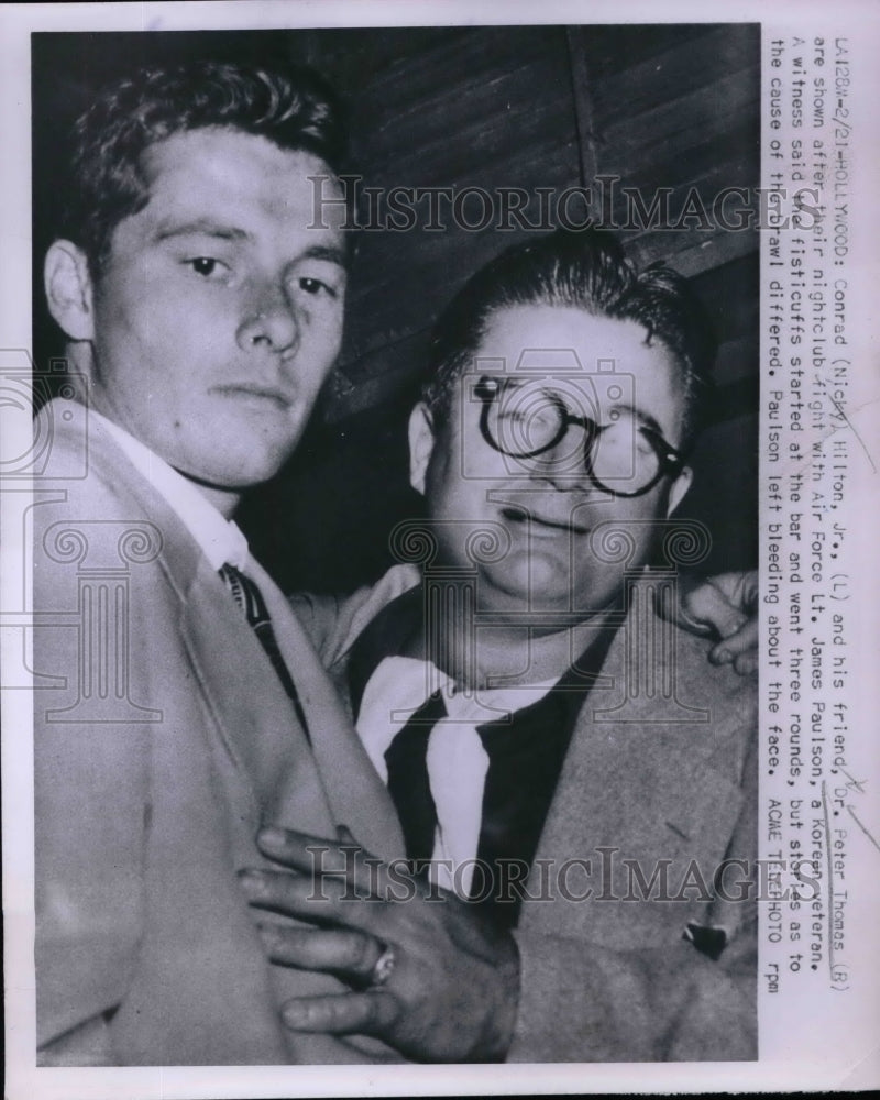 1951 Press Photo Conrad Hilton Jr and his friend Dr. Peter Thomas - nea58780 - Historic Images