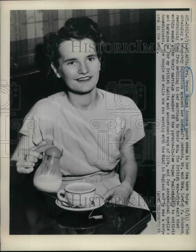 1948 Mrs. Grace Johnson making key  - Historic Images