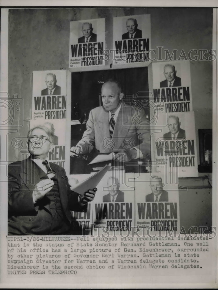 1952 Senator Bernhard Gettleman and Gov. Earl Warren  - Historic Images