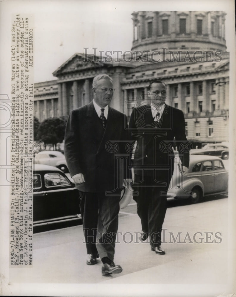 1948 Press Photo Vice President Nominee Earl Warren and Lt. Governer Goodwin-Historic Images