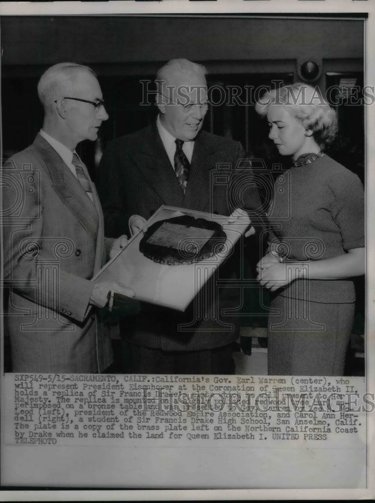 1953 California's Gov. Earl Warren at the Coronation of Queen - Historic Images