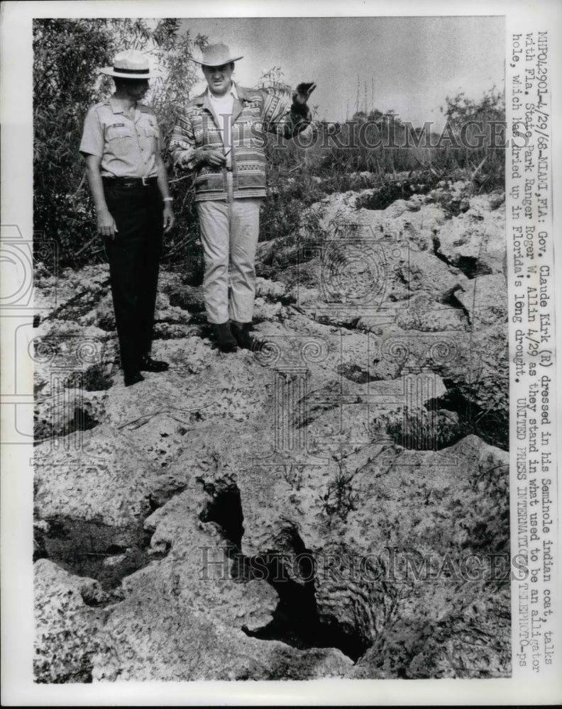 1968 Gov. Claude Kirk, Florida State Park Ranger Roger W. Allin - Historic Images