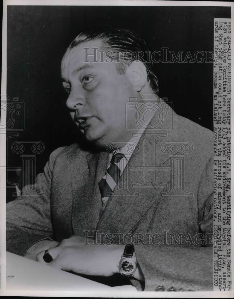 1948 Secretary of Interior J. A. Krug  - Historic Images