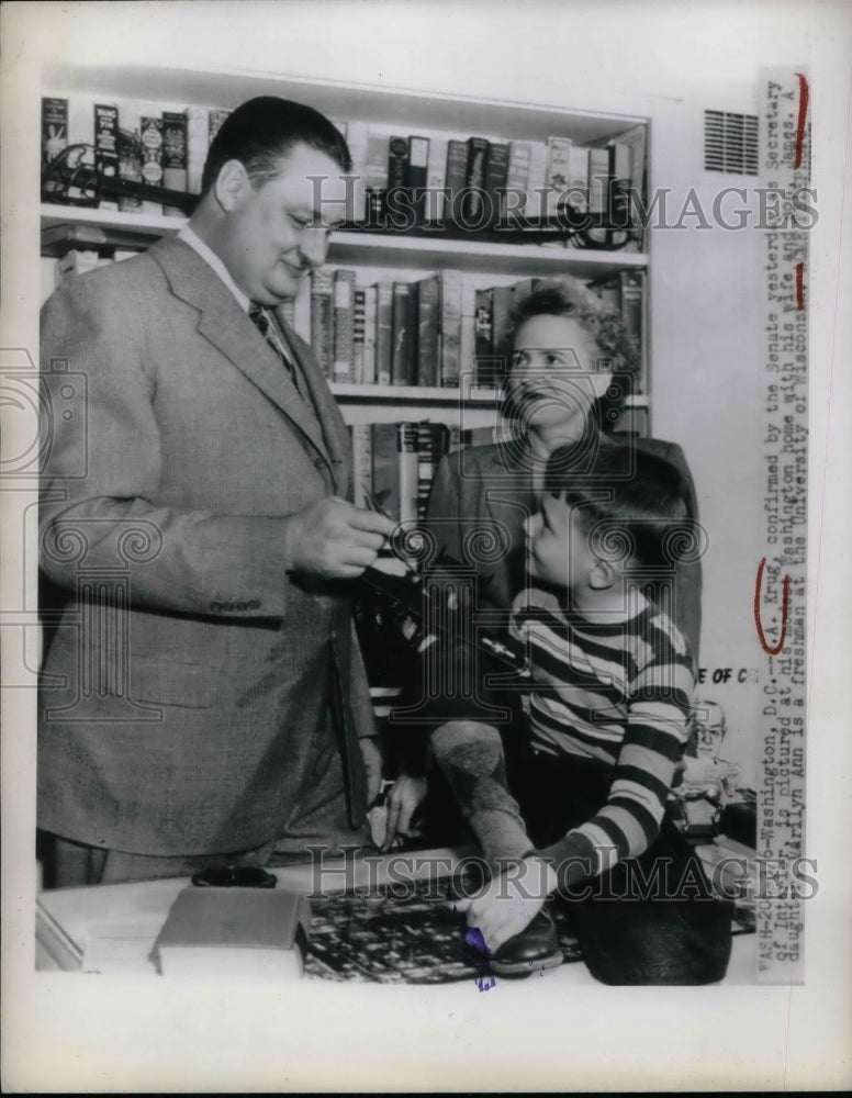 1948 J. A. Krug, wife, son James, at their home in Washington, D. C. - Historic Images