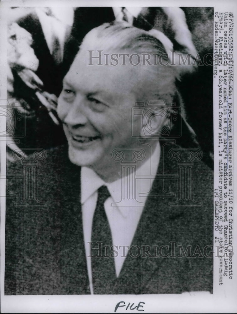 1966 Press Photo German politician Kurt-Georg Kiesinger at CDU caucus-Historic Images