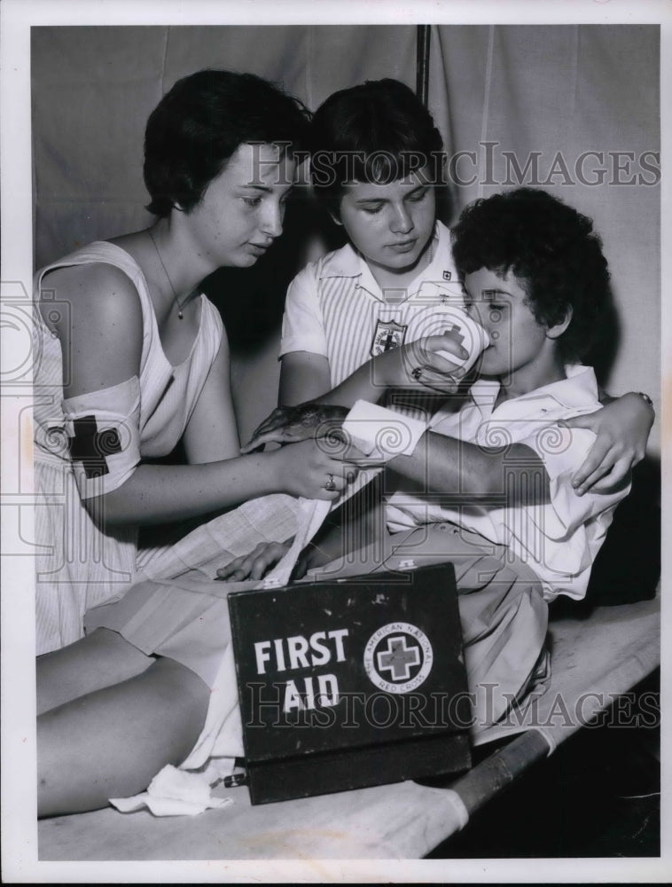 1961 High School Students Practicing 1st Aid  - Historic Images