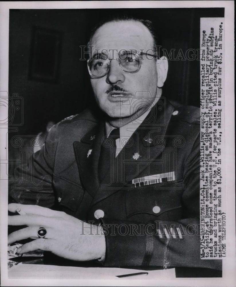1954 Col Jack E. Willis Army Supply Officer  - Historic Images
