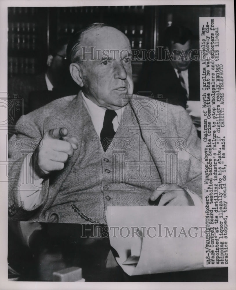 1951 Press Photo Robert W. Winson Chairman NC Alcoholic Beverages Board - Historic Images