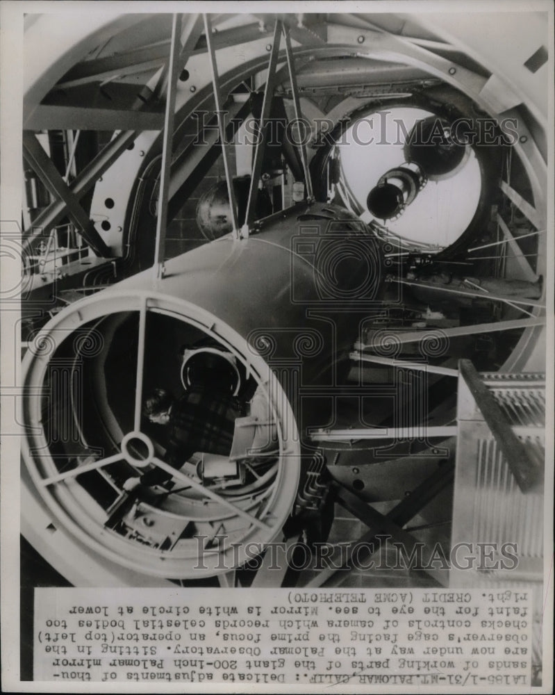 1948 Press Photo Construction Of Palomar Mirror In Palomar Observatory - Historic Images