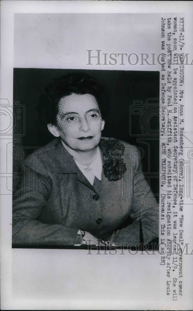 1950 Press Photo Anna M. Rosenberg, Appointed Assistant Secretary of Defense - Historic Images