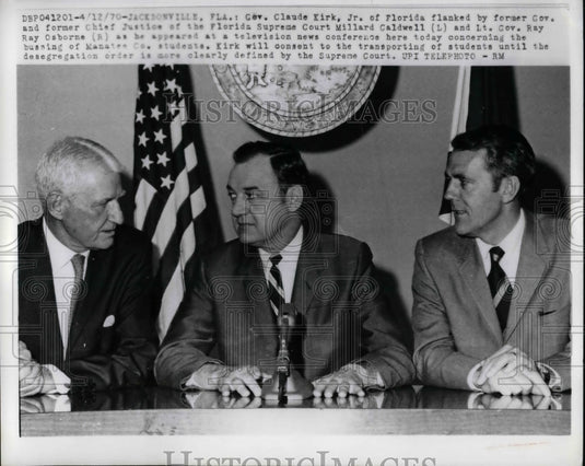 1970 Press Photo Florida Gov Claude Kirk With FL Supreme Court Justice Caldwell - Historic Images