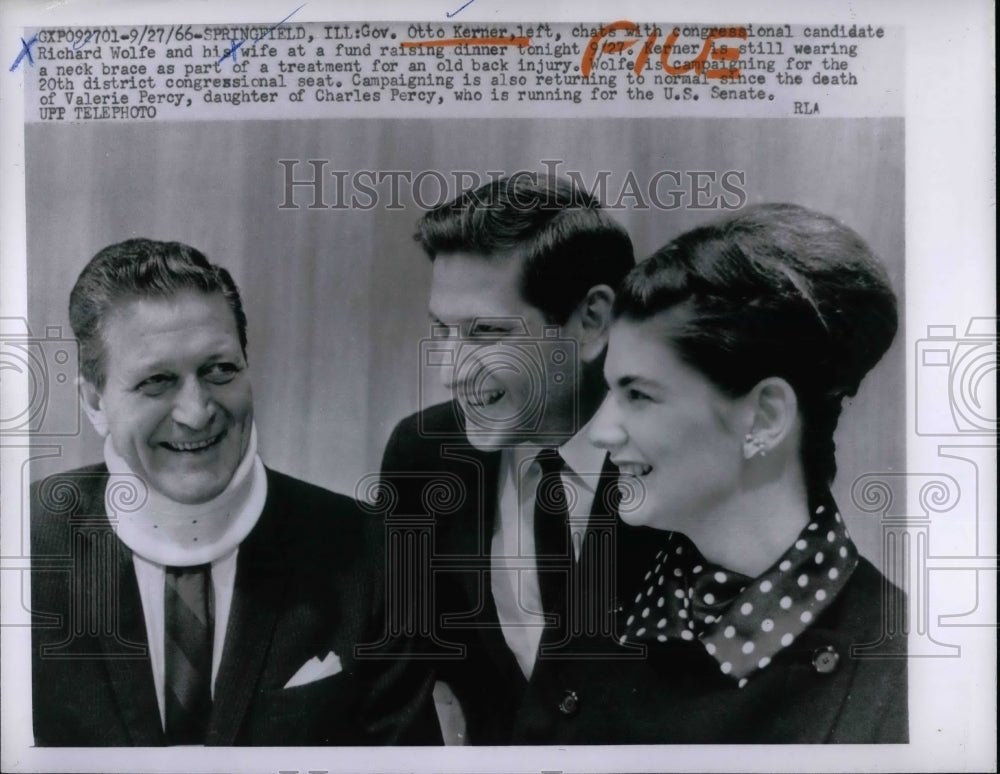 1966 Gov. Otto Kerner, Richard Wolfe and Wife  - Historic Images