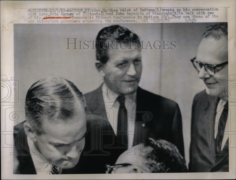 1963 Gov. Matthew Welsh, Gov. Otto Kerner, Gov John Reynolds - Historic Images