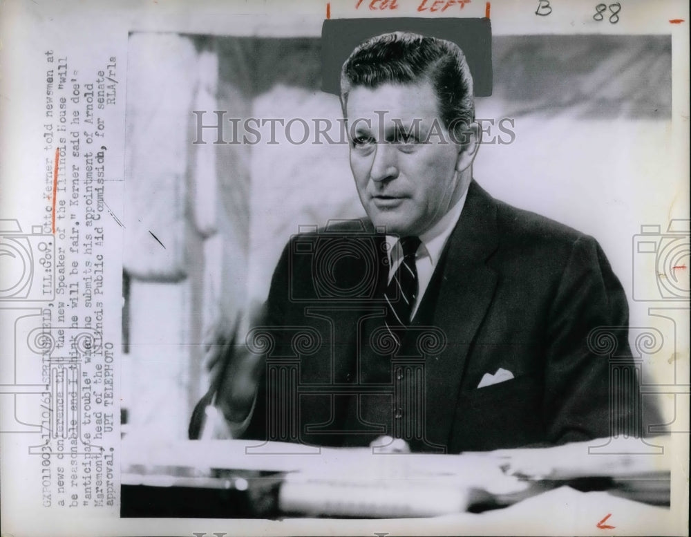 1963 Press Photo Governor Otto Kerner at News Conference - nea59388 - Historic Images