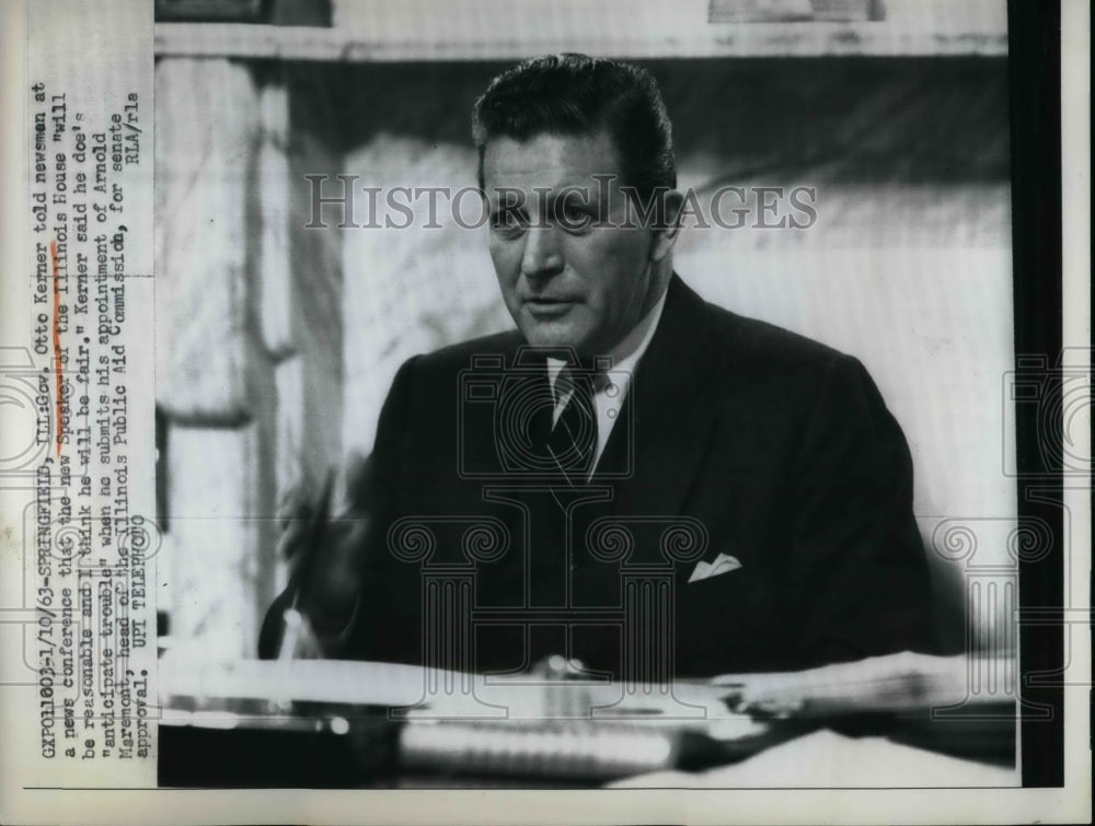 1963 Governor Otto Kerner Talks to Newsmen  - Historic Images