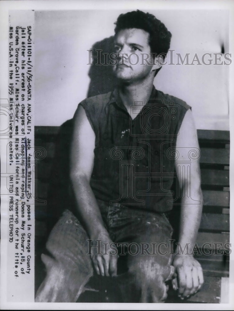 1956 Press Photo Jack James Walker Arrested for Kidnapping &amp; Rape - Historic Images