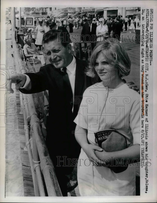 1964 Illinois Governor Otto Kerner, daughter Helena, 14  - Historic Images