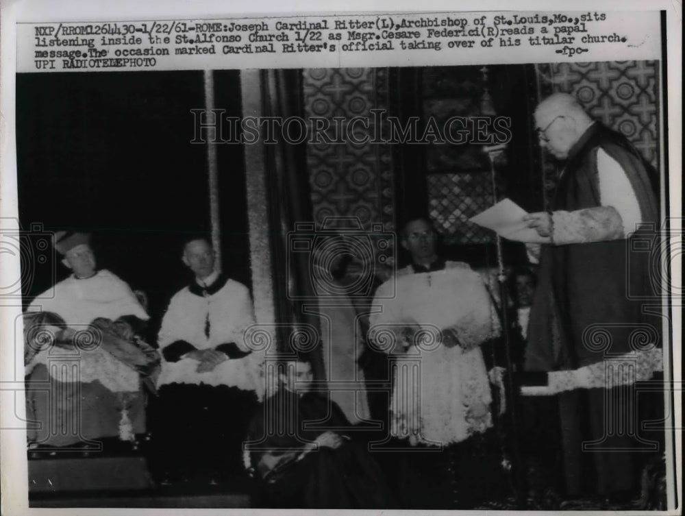 1961 Press Photo Josep Cardinal Ritter Archbishop of St Louis MO - Historic Images