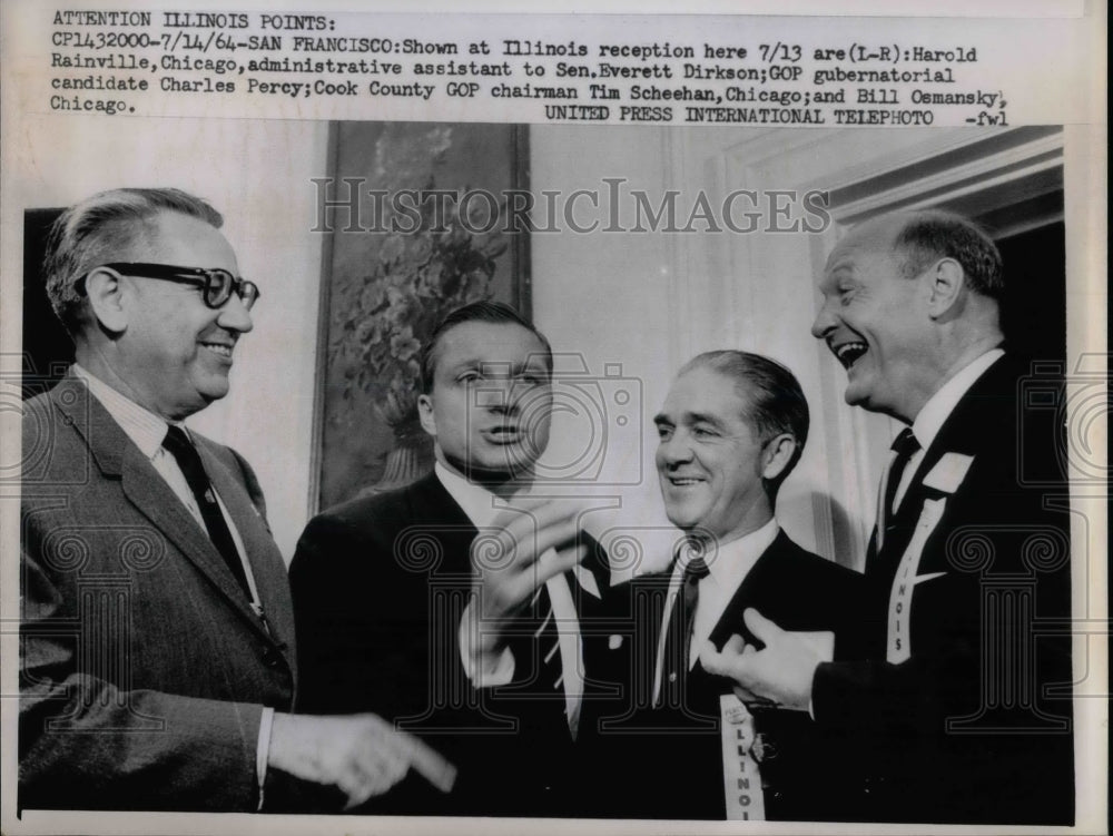 1964 Press Photo Gubernatorial Candidate Charles Percy, GOP Chairman Tim Scheeha - Historic Images