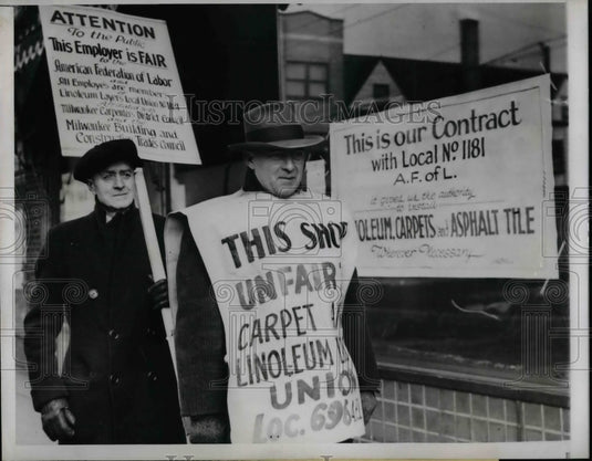 1945 Ben Blouchard Picketing Milwaukee Shop  - Historic Images