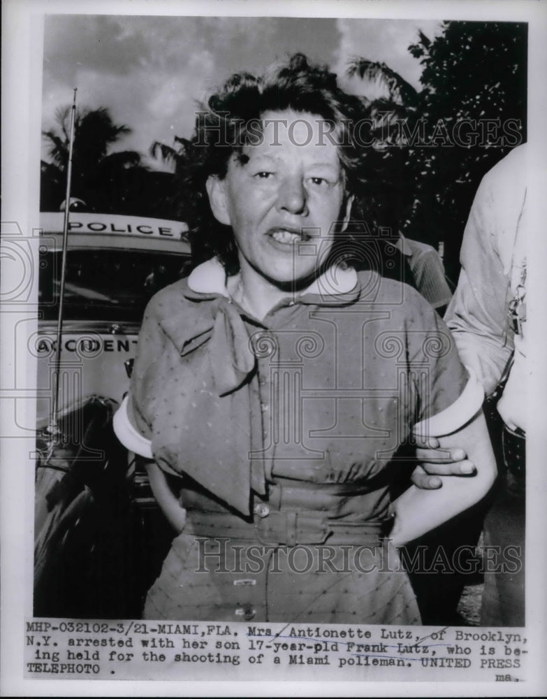 1955 Mrs. Antoinette Lutz, Arrested for Shooting of Miami Policeman - Historic Images