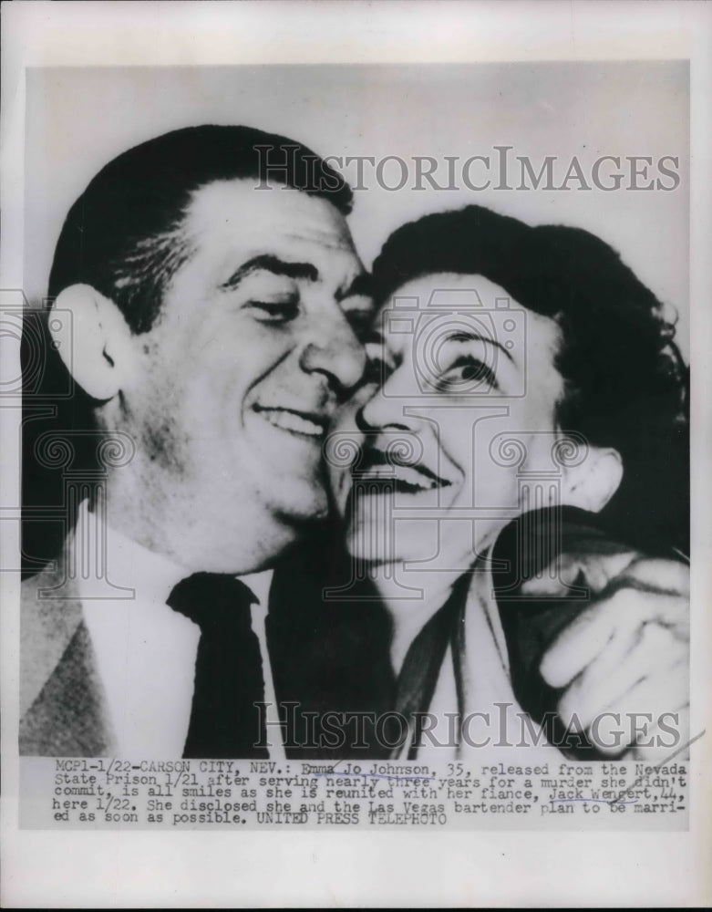 1954 Mr & Mrs Jack Engert Are Wed After Her Release Prison - Historic Images