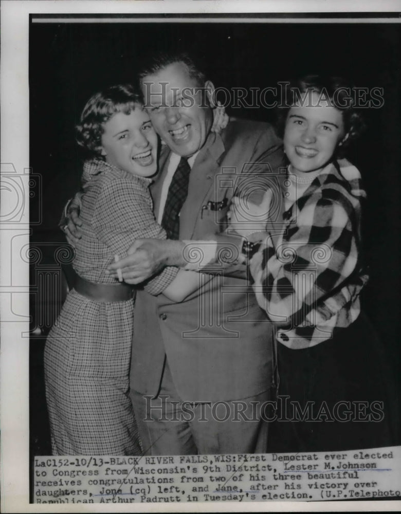 1953 Press Photo Lester M. Johnson Jone, Jane after Republican Victory - Historic Images