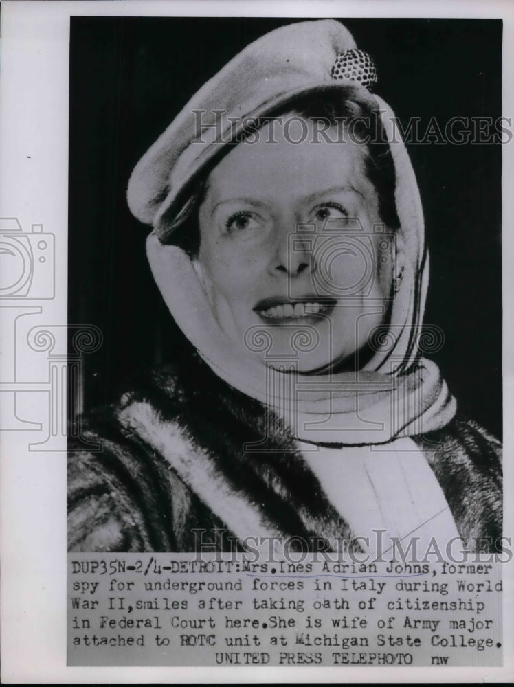 1963 Press Photo Mrs. Ines Adrian Johns Former Spy Italy citizenship - nea60185 - Historic Images