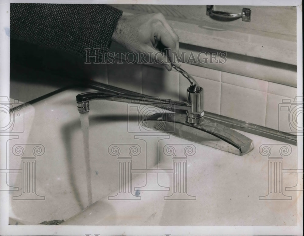 1956 Press Photo House of Safety Handles at sink - Historic Images