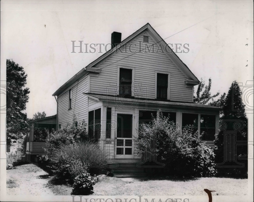 1954 House two story white with enclosed front porch  - Historic Images