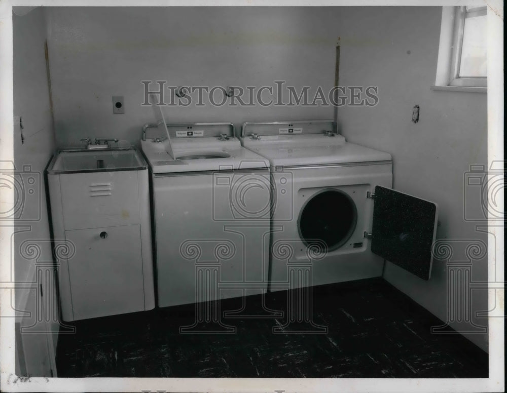 1954 Press Photo House of Safety Washer and Dryer Bay Village - Historic Images