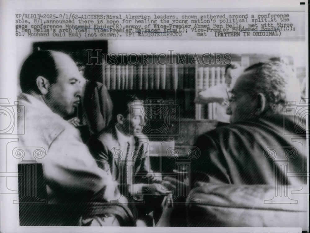 1962 Mohammed Khider, Belkacem Krim, Mohammed Boudiaf in Conference - Historic Images