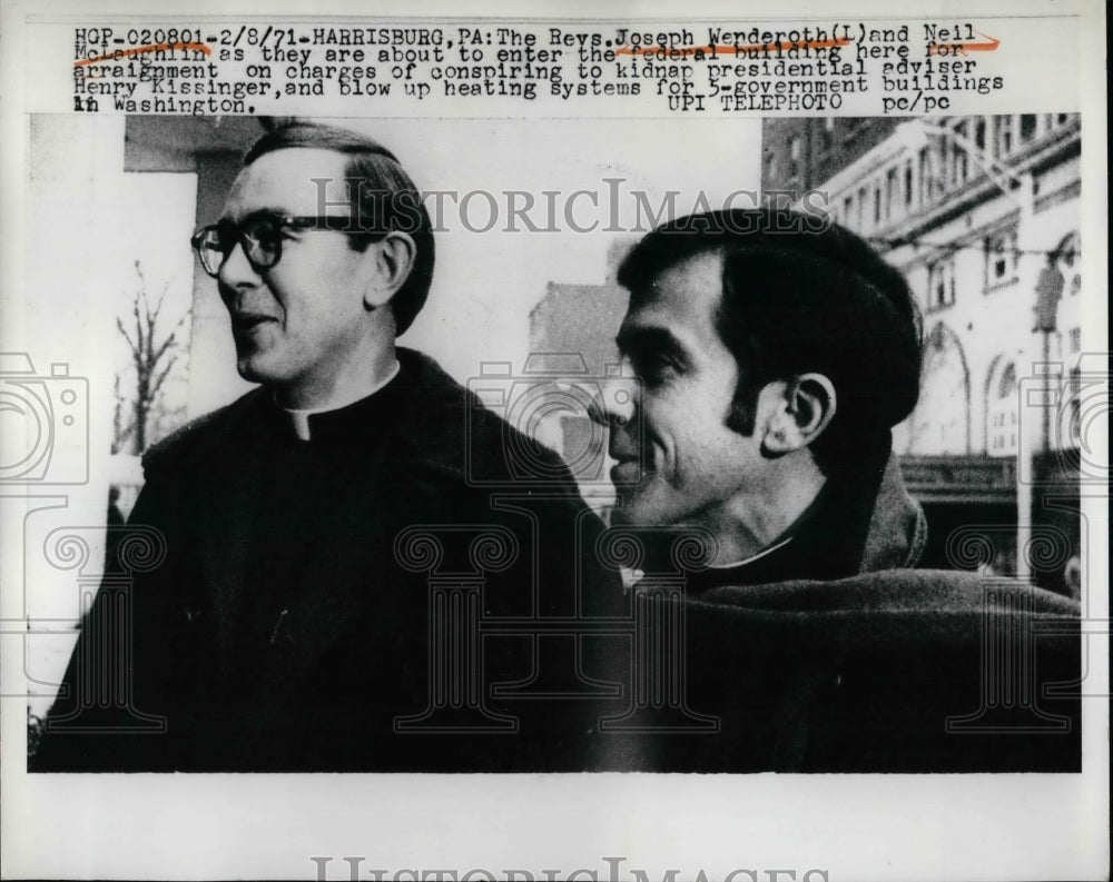 1971 The Reverends Joseph Wenderoth & Neil McLaughlin At Building - Historic Images