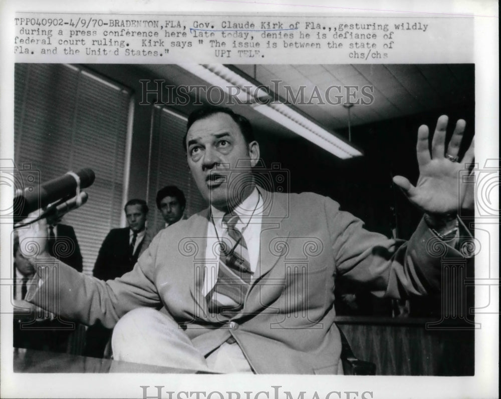 1970 Florida Governor Claude Kirk Press Conference  - Historic Images