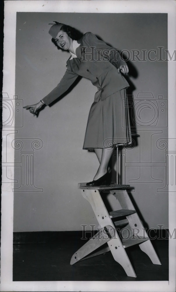 1949 Jean Gaddi Tries Safety Ladder  - Historic Images