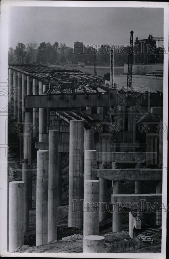 1967 Press Photo Piers for Supporting Bridge at Jennings Interchange - nea60392 - Historic Images