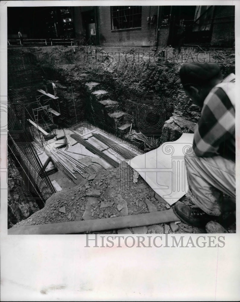 Man Overlooking Area For New Press Midland - Historic Images
