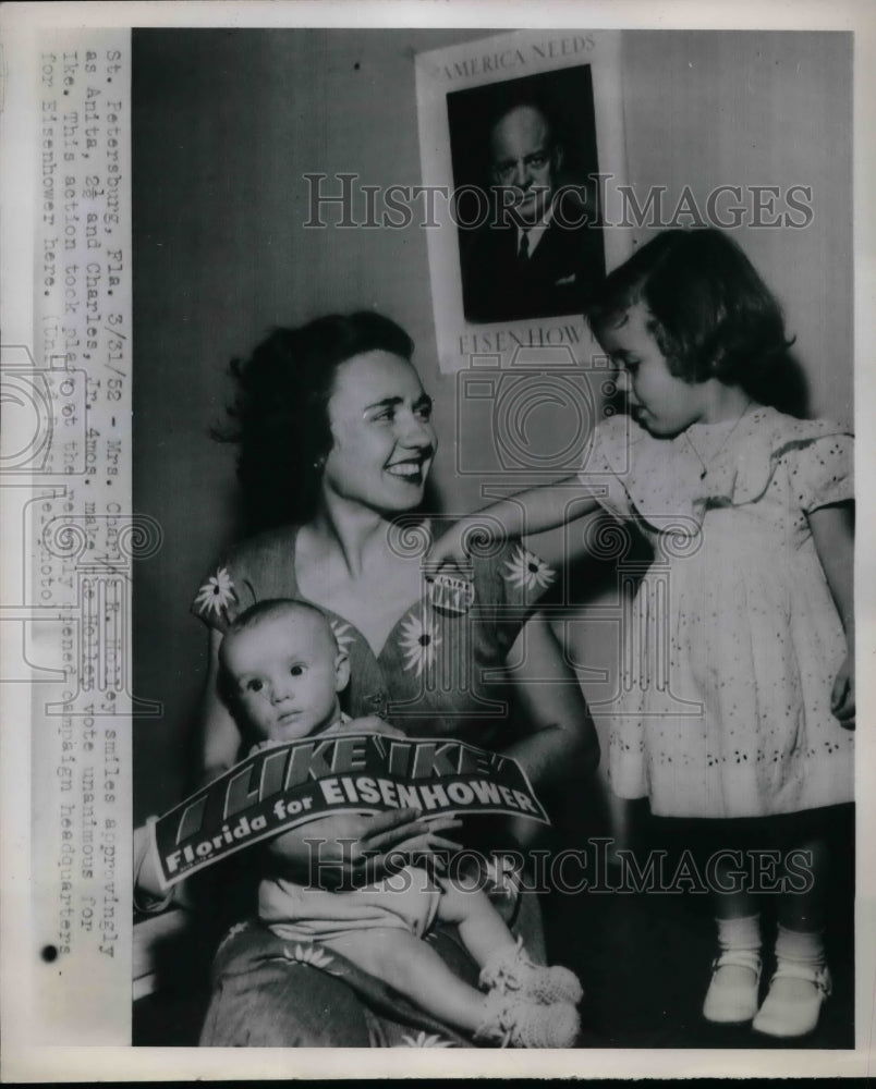 1952 Mrs. Charles Holley and her children Anita, and Charles Jr. - Historic Images