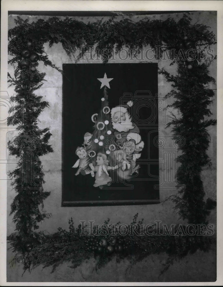 1944 Press Photo A christmas card in a frame. - nea60425 - Historic Images