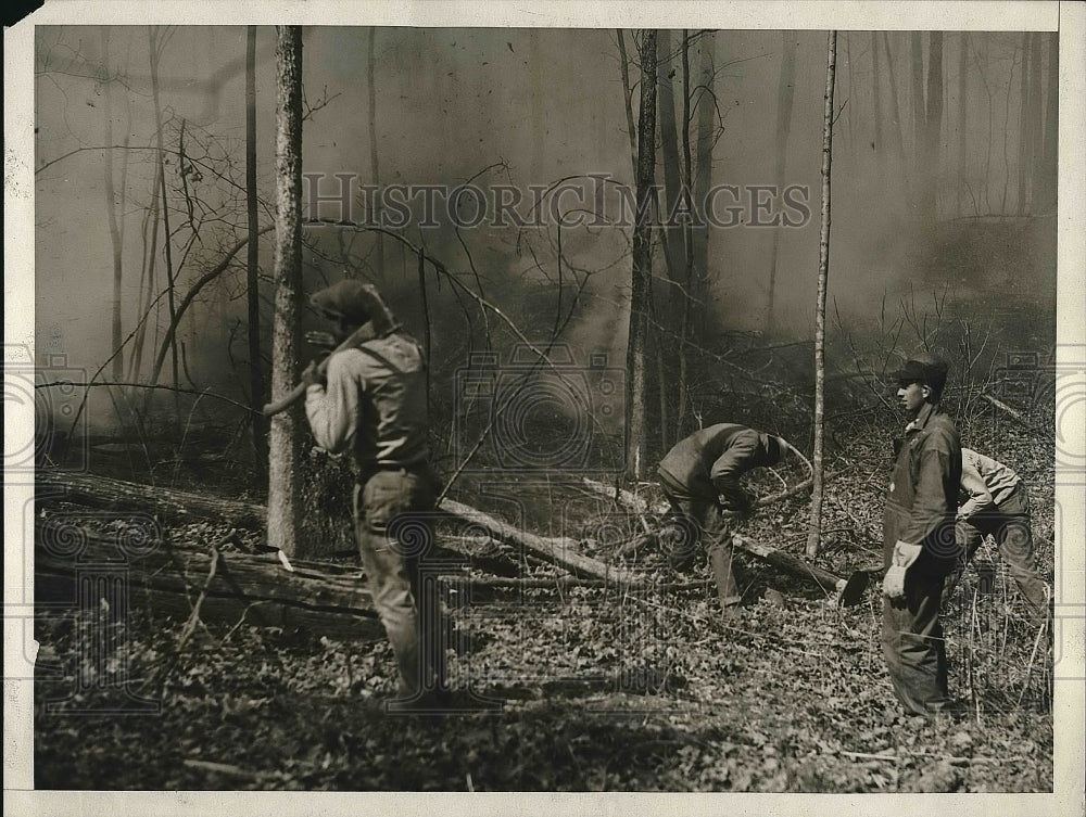 1930 Press Photo View Of People Fighting Forest Fire - nea60560 - Historic Images