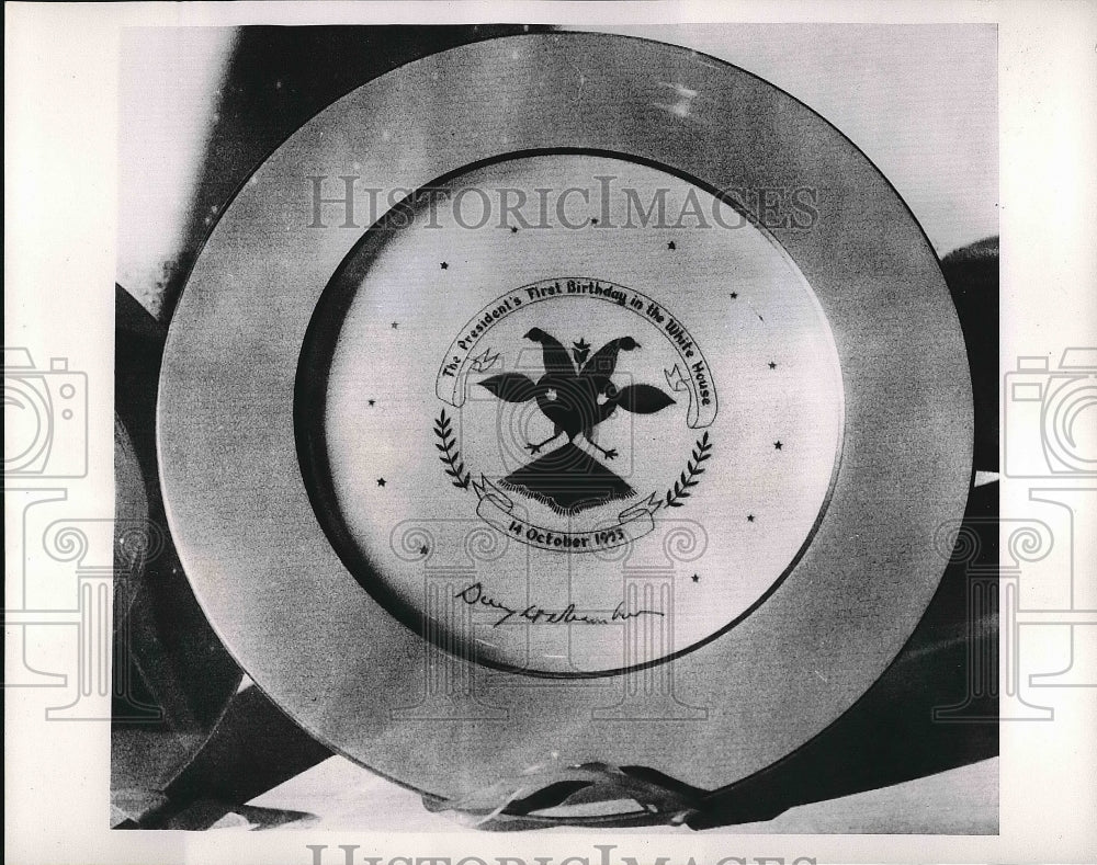 1953 The Eisenhower Birthday Plate For 1st Birthday In White House - Historic Images