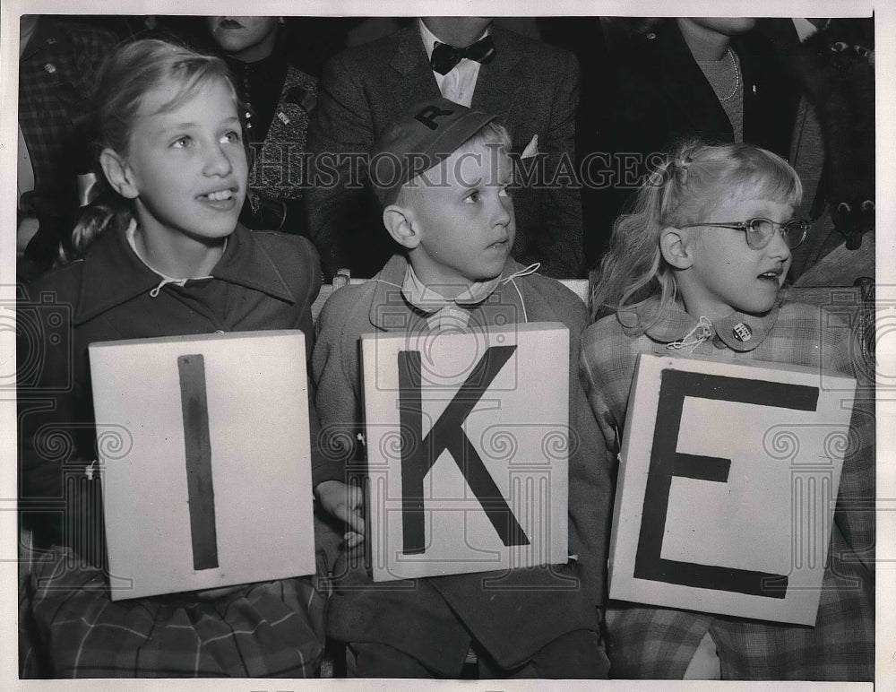 1952 Press Photo President Eisenhower Supporters Leonora Smith & Daniel Smith - Historic Images