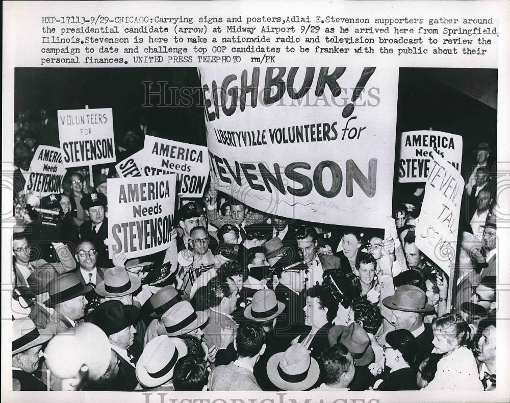 Press Photo Adlai E. Stevenson Supporters Gather For Presidential Candidate - Historic Images