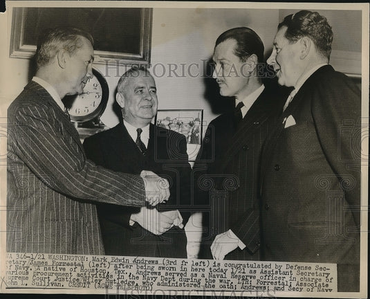 1948 Mark Edwin Andrews sworn in as Asst. Sec. of Navy  - Historic Images