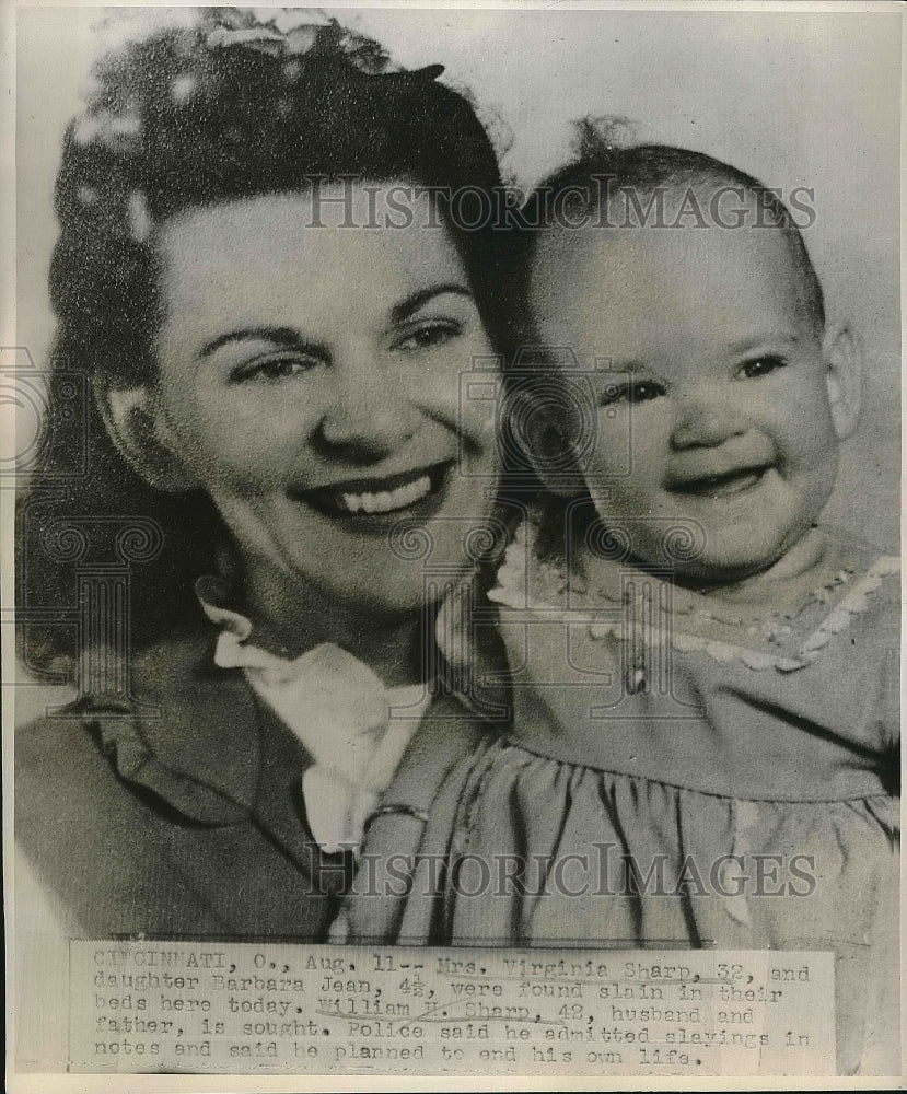 1947 Victim Mrs. Virginia Sharp &amp; Daughter Barbara Jean Found Slain - Historic Images